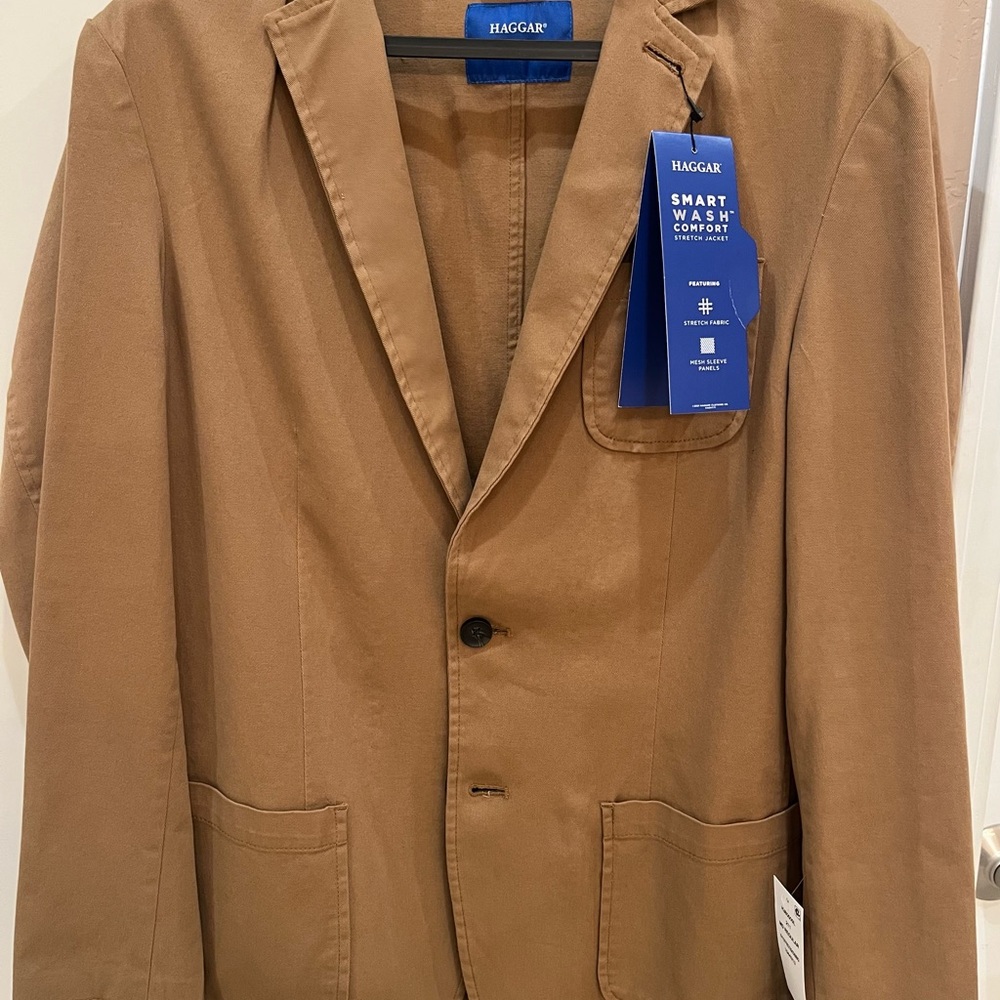 Haggar Smart Wash Comfort Brown Jacket, New with Tags Size MD (40/42)